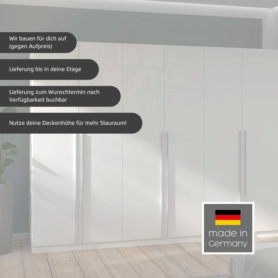 rauch Kleiderschrank Schrank Drehtürenschrank Ankleide Garderobe Schlafzimmerschrank LORCA (Breiten: 181/271 cm, Höhe: 210 cm) mit langen Griffstangen, elegante Hochglanz-Front MADE IN GERMANY