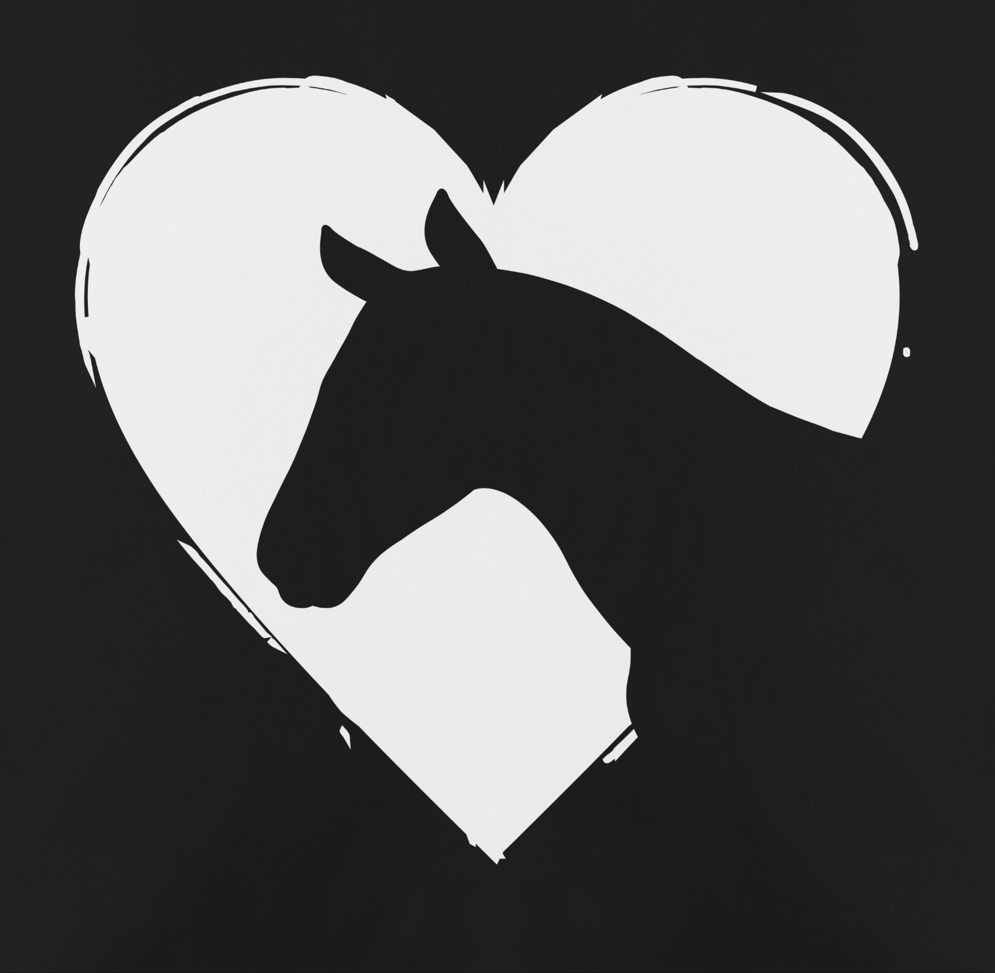 Shirtracer Dekokissen Herz mit 3 Schwarz Pferdekopf, Pferd