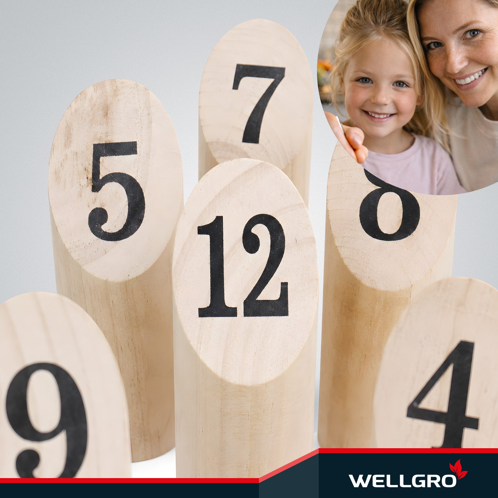 Wellgro Finnisches Wurfspiel Kegelspiel Outdoor Spielbausteine