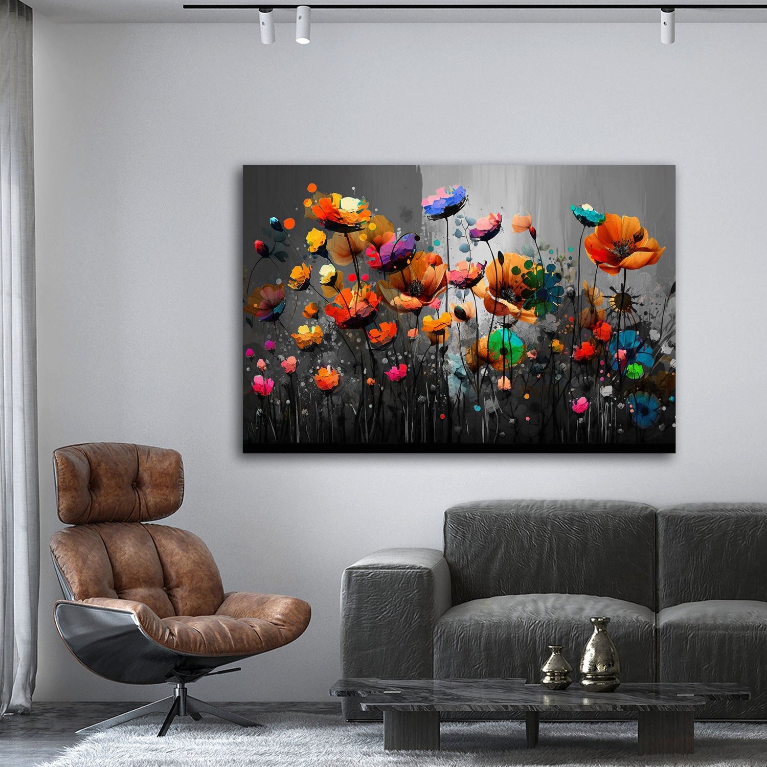 Artedinoi Leinwandbild Abstrakt Blumen Colour Natur Wandbild Leinwandbild Kunst XXL Deko, Blumen, farbig abstrakt