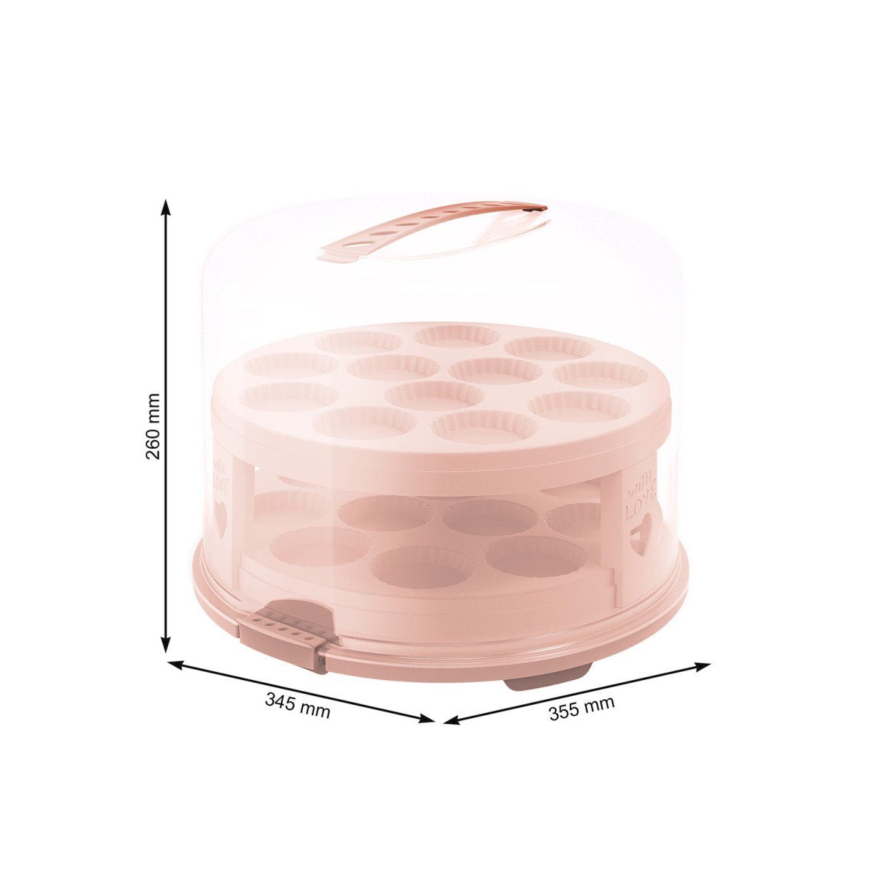 ROTHO Backblech Fresh cm Tortenglocke mit pink Kunststoff Trays 26 inkl., XL Transparent/Linnea Rotho