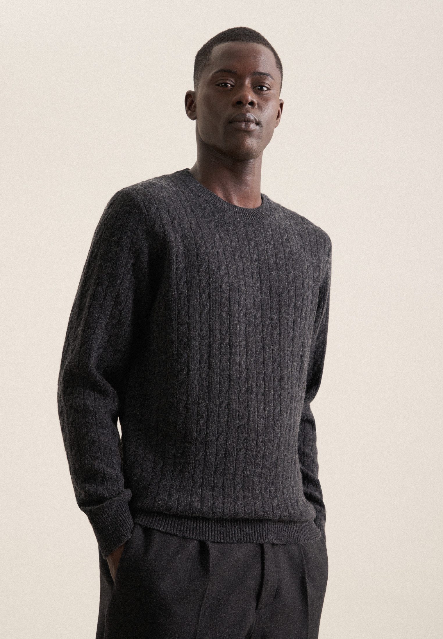 seidensticker Strickpullover Regular Langarm Rundhals Zopfmuster günstig online kaufen