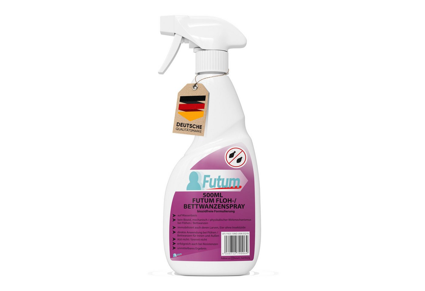 FUTUM Insektenspray Anti-Bettwanzen-Spray Floh-Mittel Ungeziefer-Spray, 1-St., biozidfreie Formulierung, auf Wasserbasis, brennt / ätzt nicht