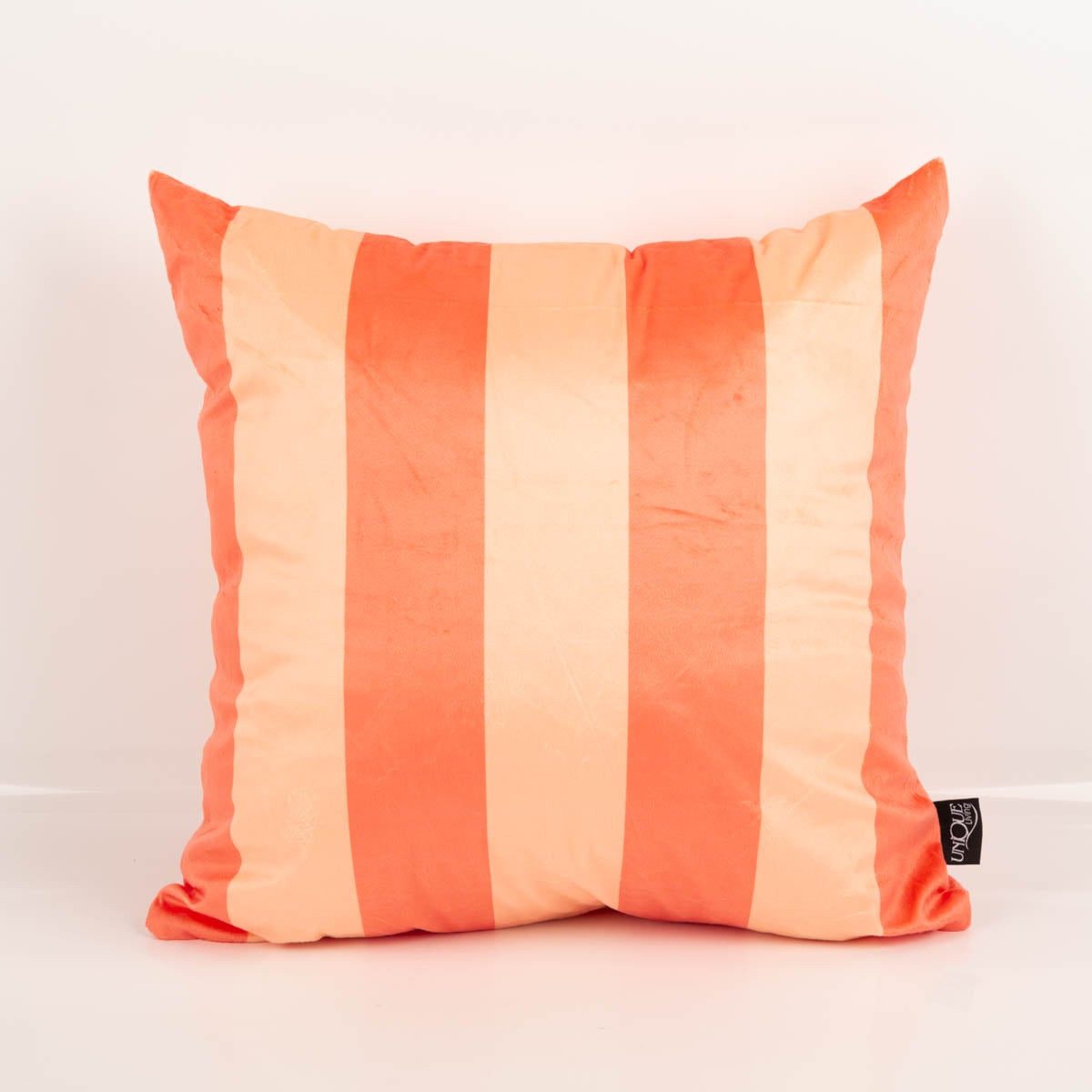 SCHÖNER LEBEN. Dekokissen Samtkissen Kissenhülle Streifen Peach Orange 45x45 cm