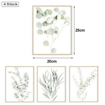Rnemitery Poster 4er Botanische Pflanzen-Wandkunstdrucke Blätter Poster-Set 20x25cm