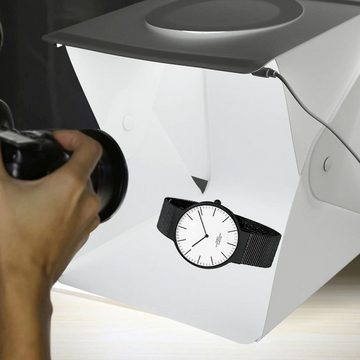 Retoo Fotohintergrund Fotostudio Fotobox Set LED Lichtzelt Photobox Pro Fotografie, 2 Hintergrundfarben, für Amateure wie für Profis, Tragbar