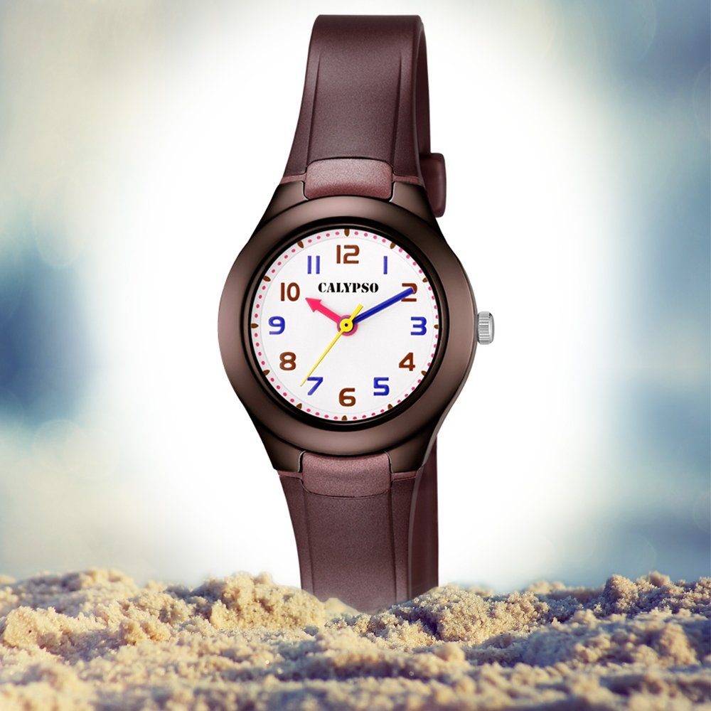 CALYPSO WATCHES Quarzuhr Calypso Kinder Uhr Kunststoff Fashion Armbanduhr K5749/7 rund, PU, braun, Kunststoff, Kinder PUarmband