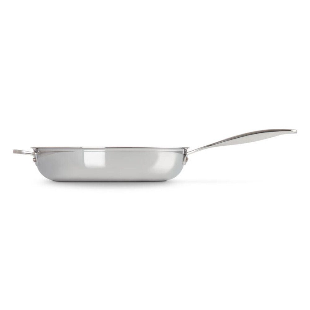 LE CREUSET Bratpfanne Bratpfanne 28 cm silber, Edelstahl mit Aluminiumkern, spülmaschinenfest, Antihaft