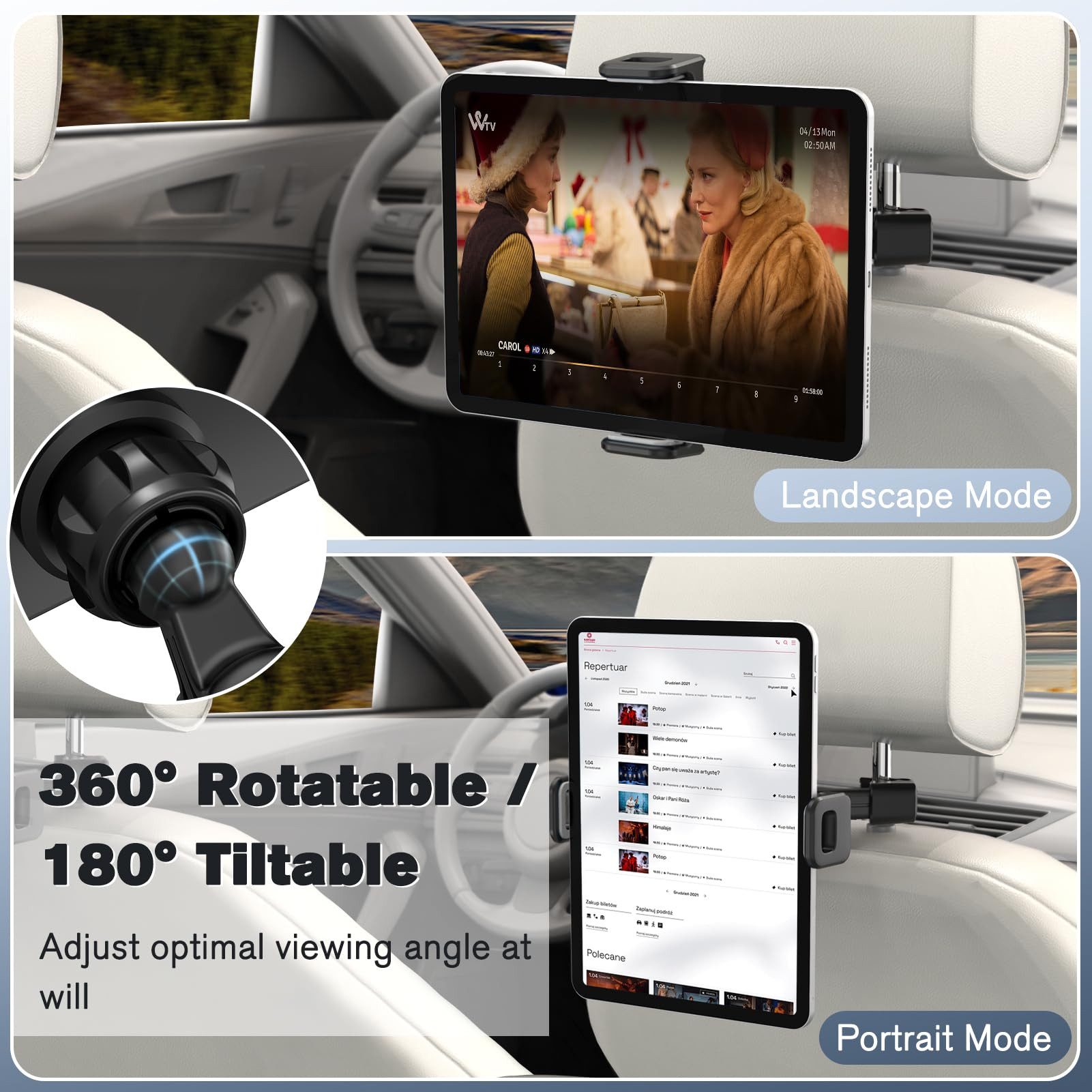 Fintie Tablet-Halterung Auto Universal Tablet Halter–360° drehbar Verstellbare KFZ-Kopfstützen, (bis 13 Zoll, für iPad Air/Pro/Mini, Samsung Galaxy Tab, Smartphone, Kindle usw)