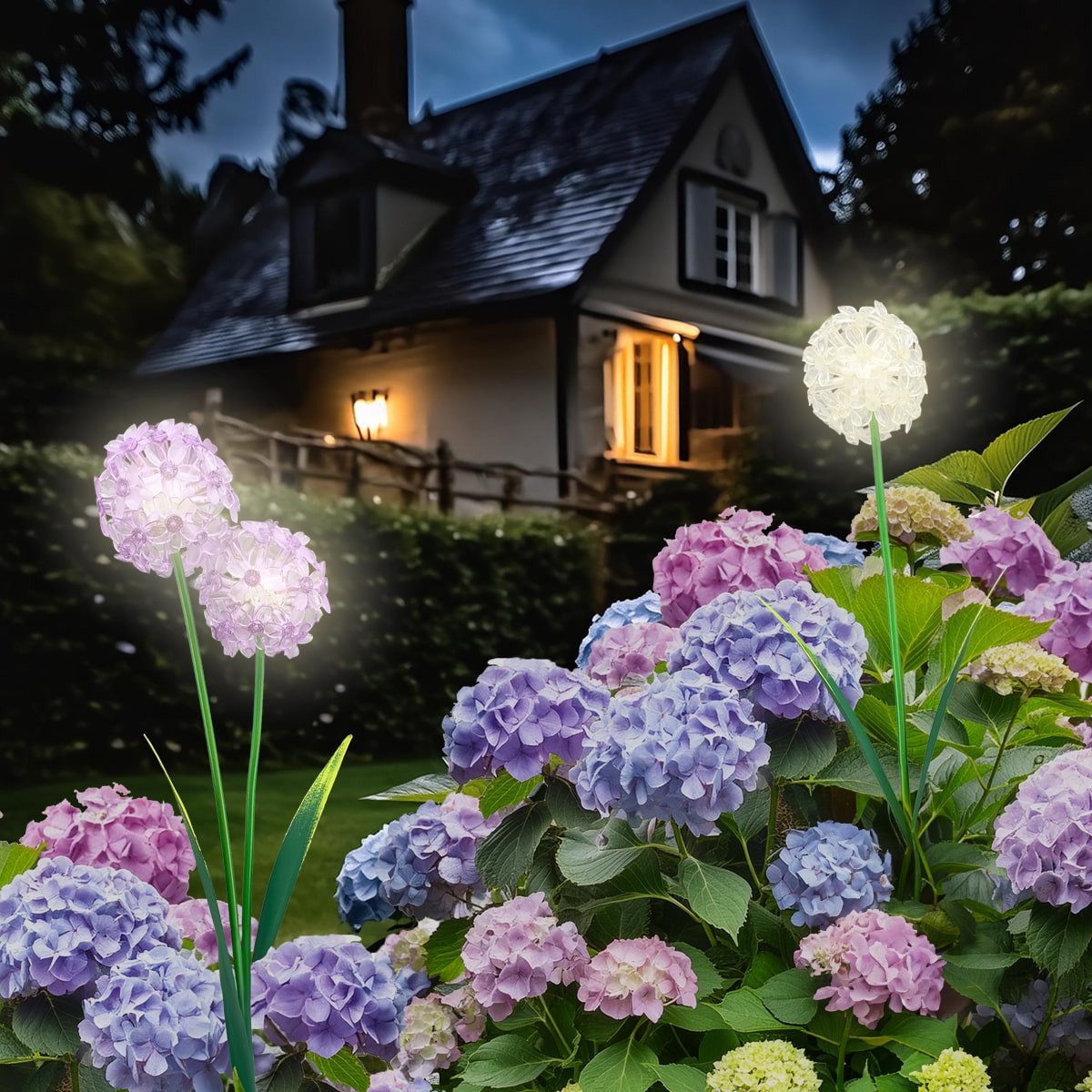 matches21 HOME & HOBBY Gartenstecker Solarstecker Allium 1 Blüte weiß (1-St) Leuchtend – Bild 3 von 4