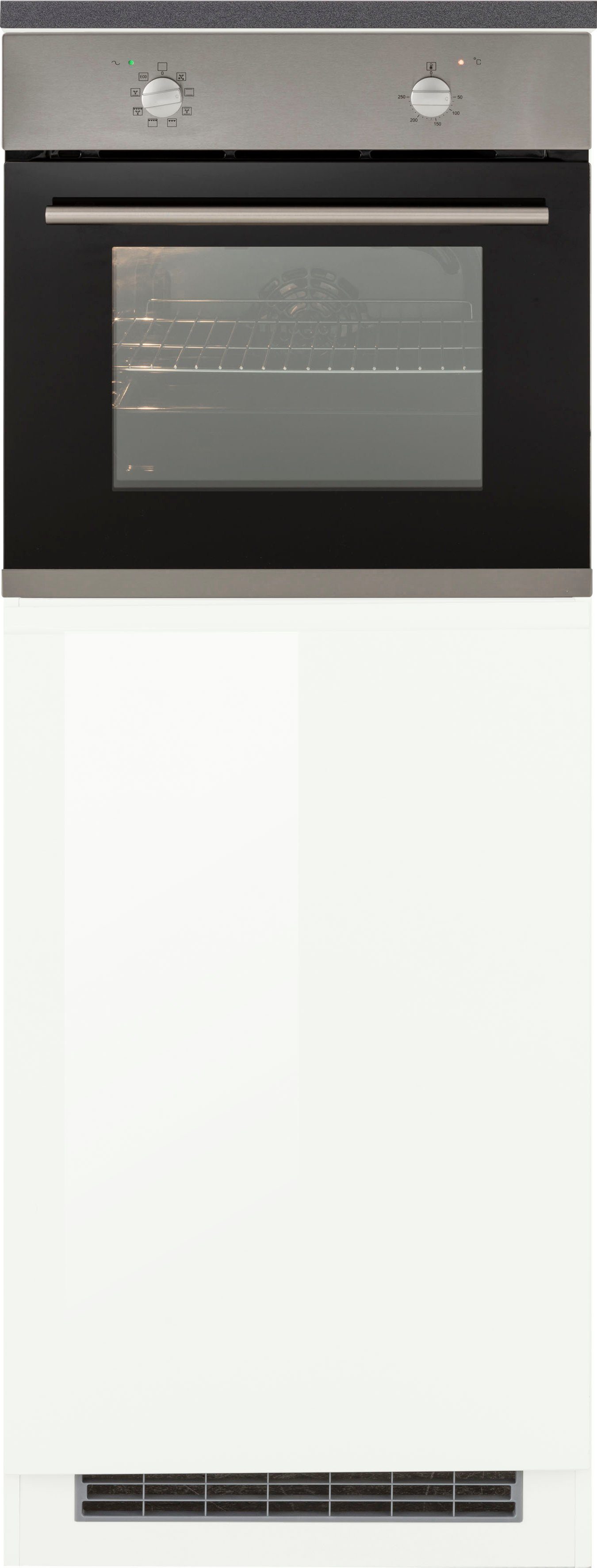 HELD MÖBEL Backofen/Kühlumbauschrank Virginia 60 cm weiß Hochglanz/anthrazit | weiß breit