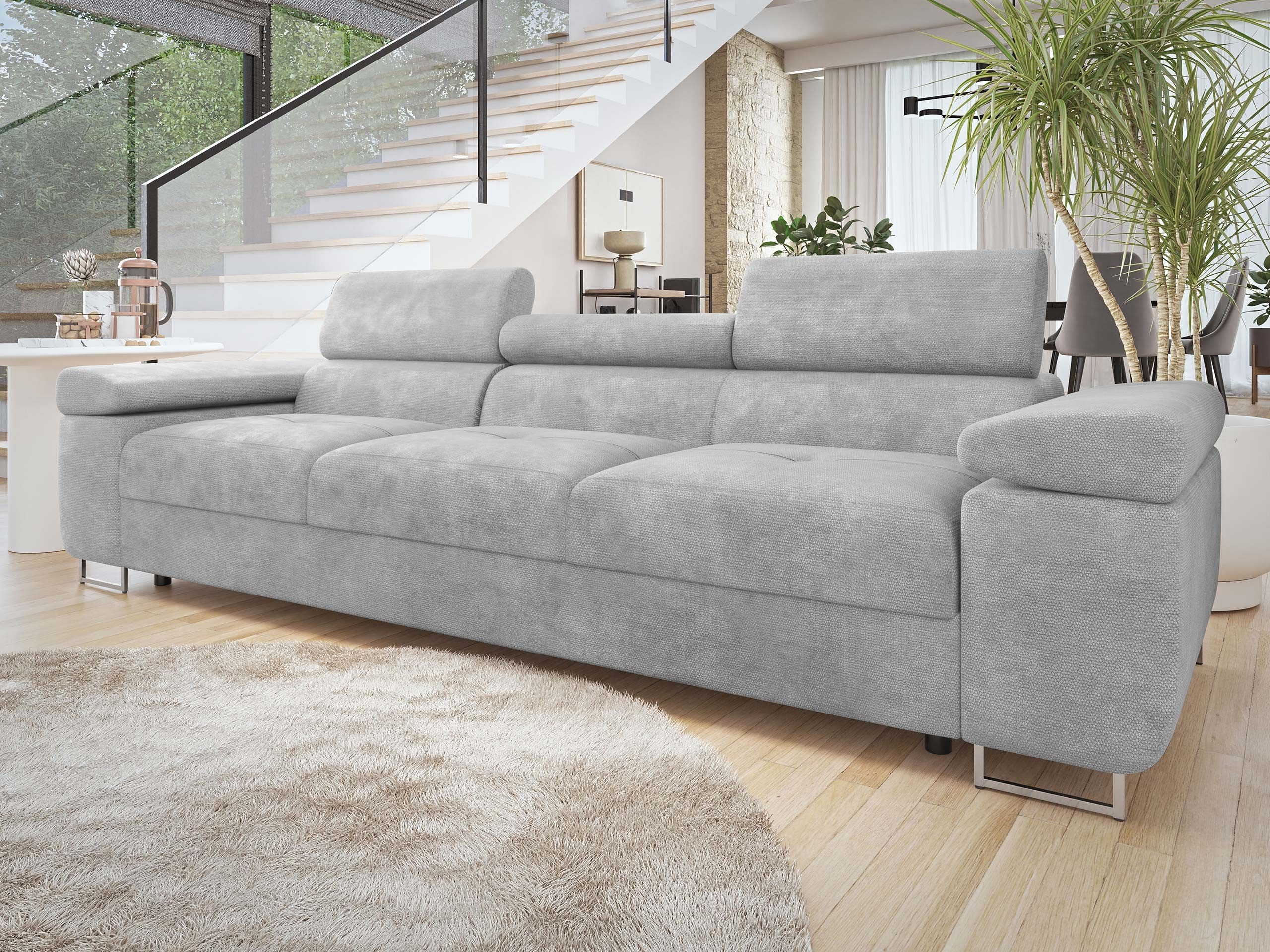 MIRJAN24 Sofa Torezio 3, Einstellbare Kopfstützen, 263x102x70-90 cm