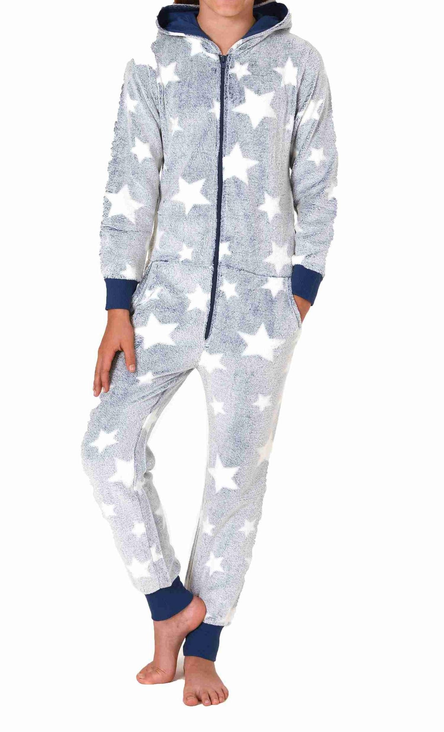 Normann Pyjama Mädchen Schlafanzug Jumpsuit Overall in Sterneoptik