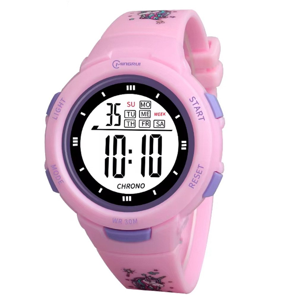 Digitaluhr Rosa Kinder Armbanduhr Einhorn Silikonuhr für Mädchen