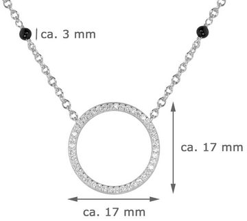 LUISIA® Kette mit Anhänger "Ring mit schwarzen Achat Perlen" 67044, 925 Silber (50 cm Länge)