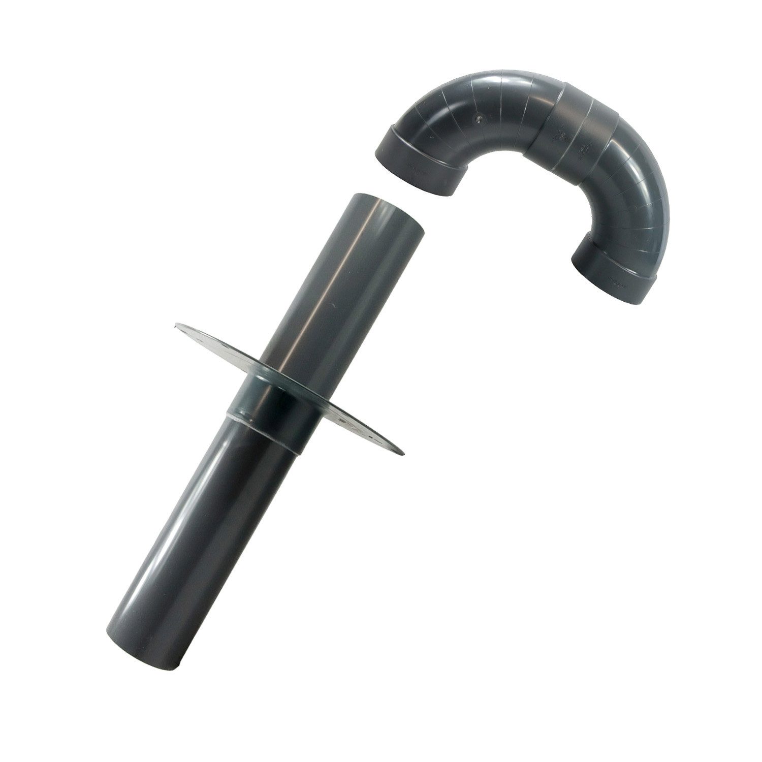 FLECK Dachdurchführung Flachdach Schwanenhals mit Flansch aus Hart-PVC DN100, Spezial-Hart-PVC