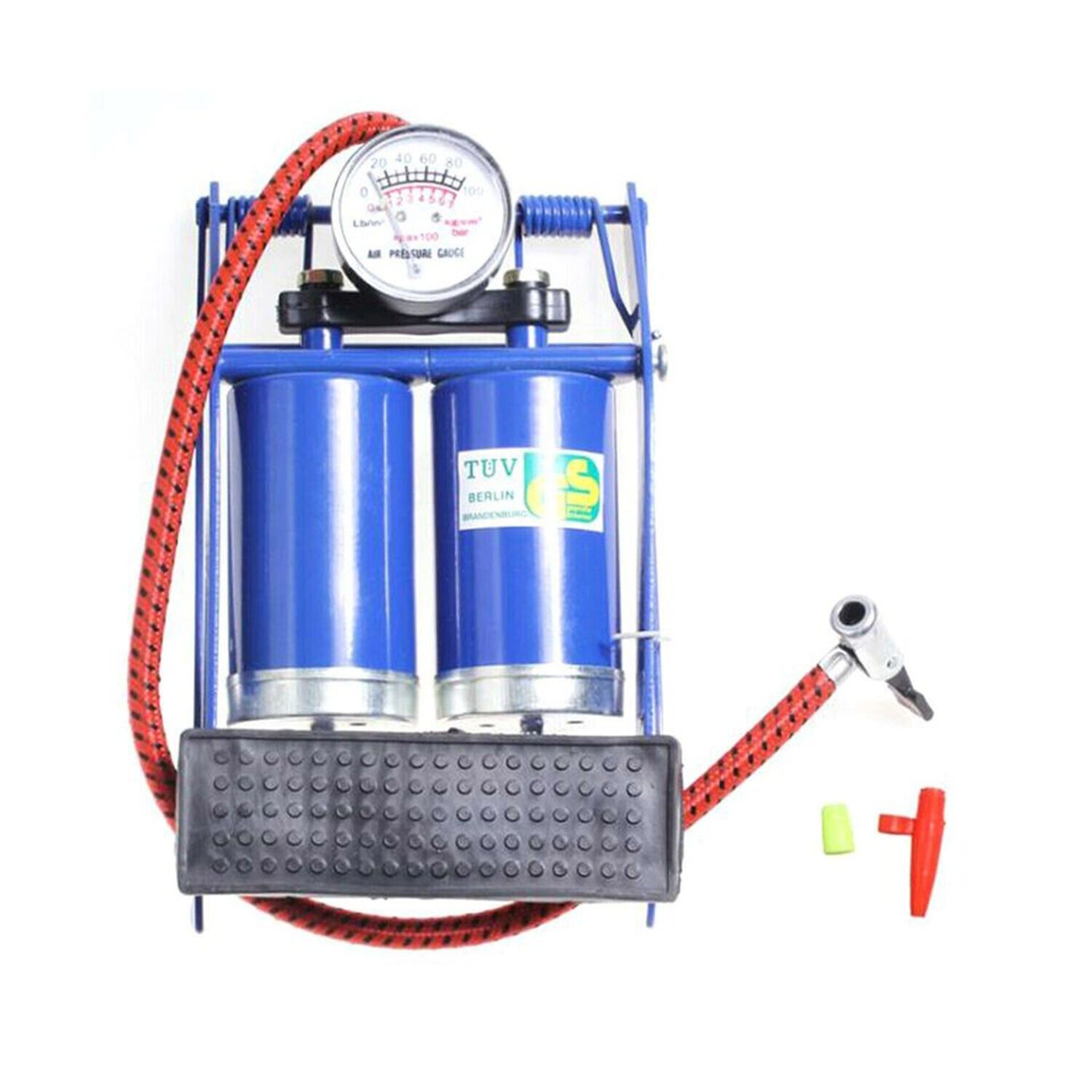 OMAC Luftpumpe OMAC Fußpumpe Fußluftpumpe Auto mit Manometer Doppelzylinder Fahrrad (1-tlg)