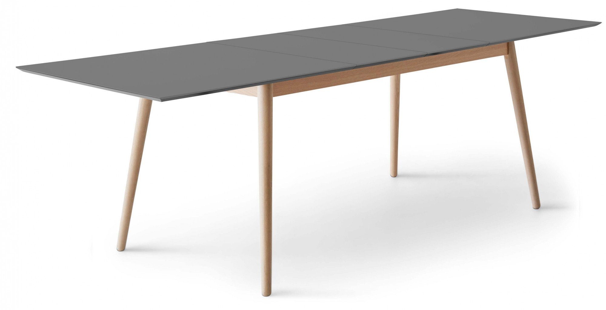 Hammel Furniture Esstisch Meza by Massivholzgestell, Graphit Hammel mit | rechteckige Einlegeplatten Graphit Tischplatte 2 MDF, (1-St)