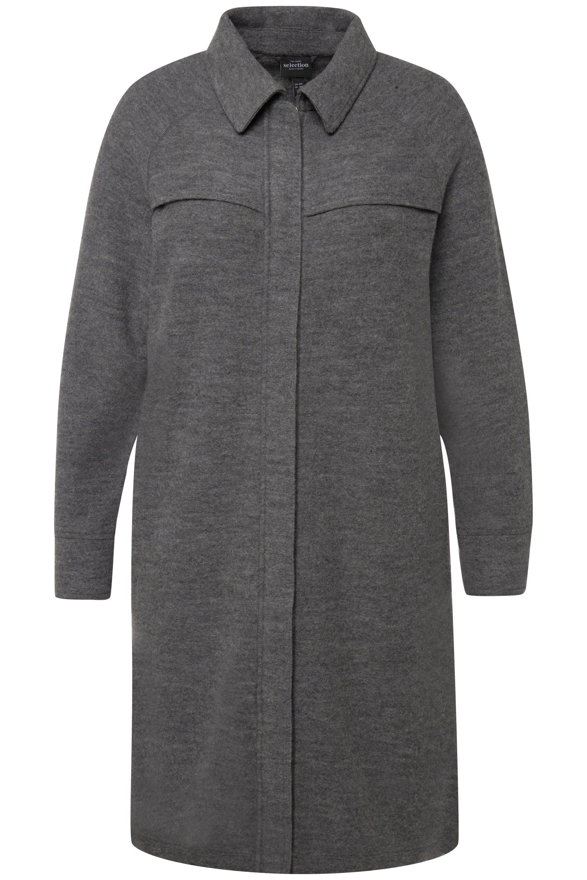 Ulla Popken Sommerjacke Mantel Boiled Wool Hemkragen 2-Wege-Zipper günstig online kaufen