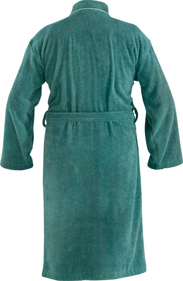 Chiemsee Bademantel Baumwolle, für der Bademantel smaragd Gürtel, Herren, und Logostickerei Langform, Damen auf Venice Kimono-Kragen, Brust Chiemsee