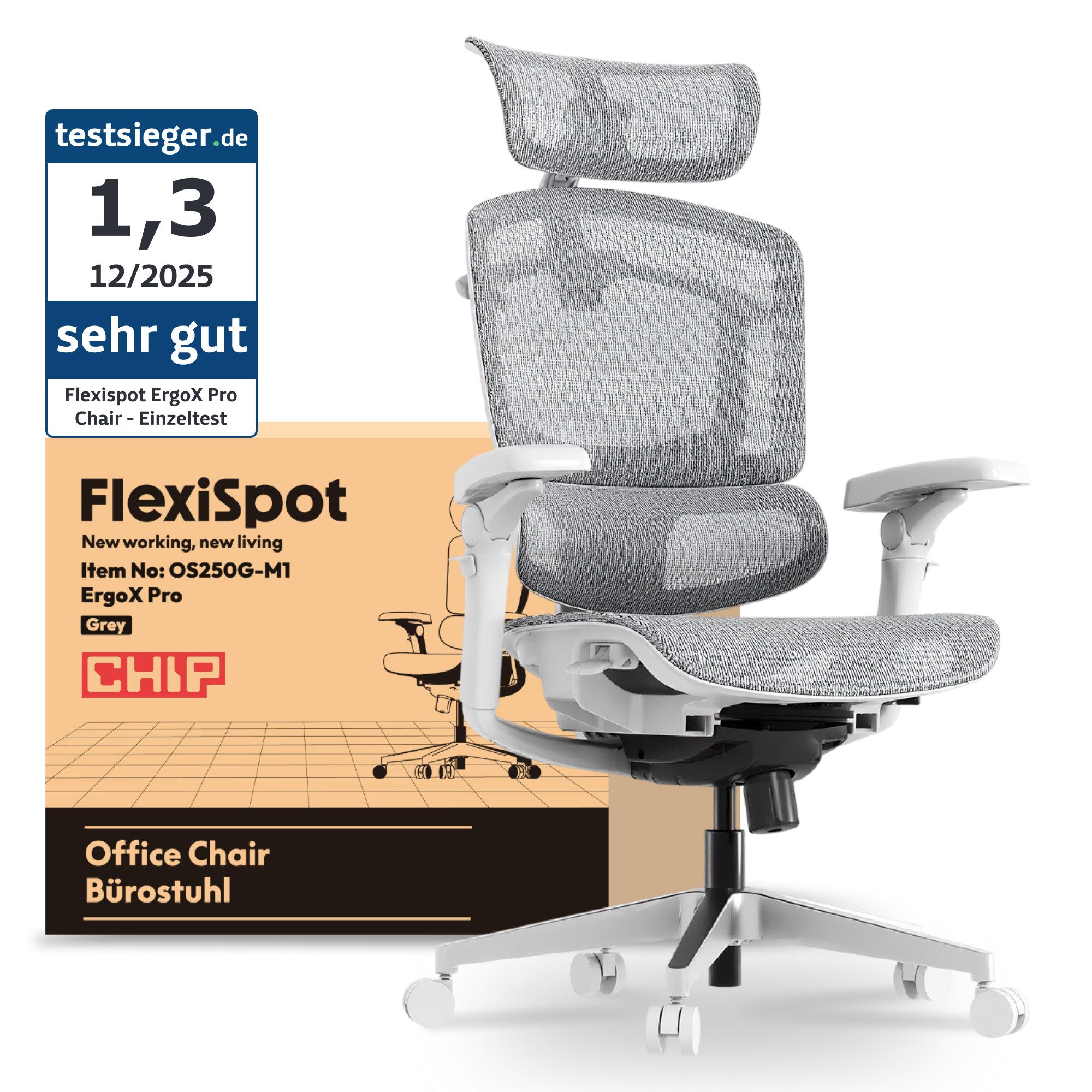 FLEXISPOT Bürostuhl ErgoX, Schreibtischstuhl Premium Ergonomischer (mit 7D- günstig online kaufen