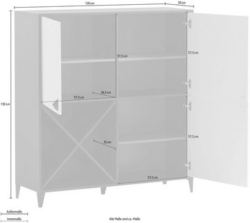 LOOKS by Wolfgang Joop Highboard Looks Classic, Mit kreuzförmiger, variabel einsetzbarer Facheinteilung