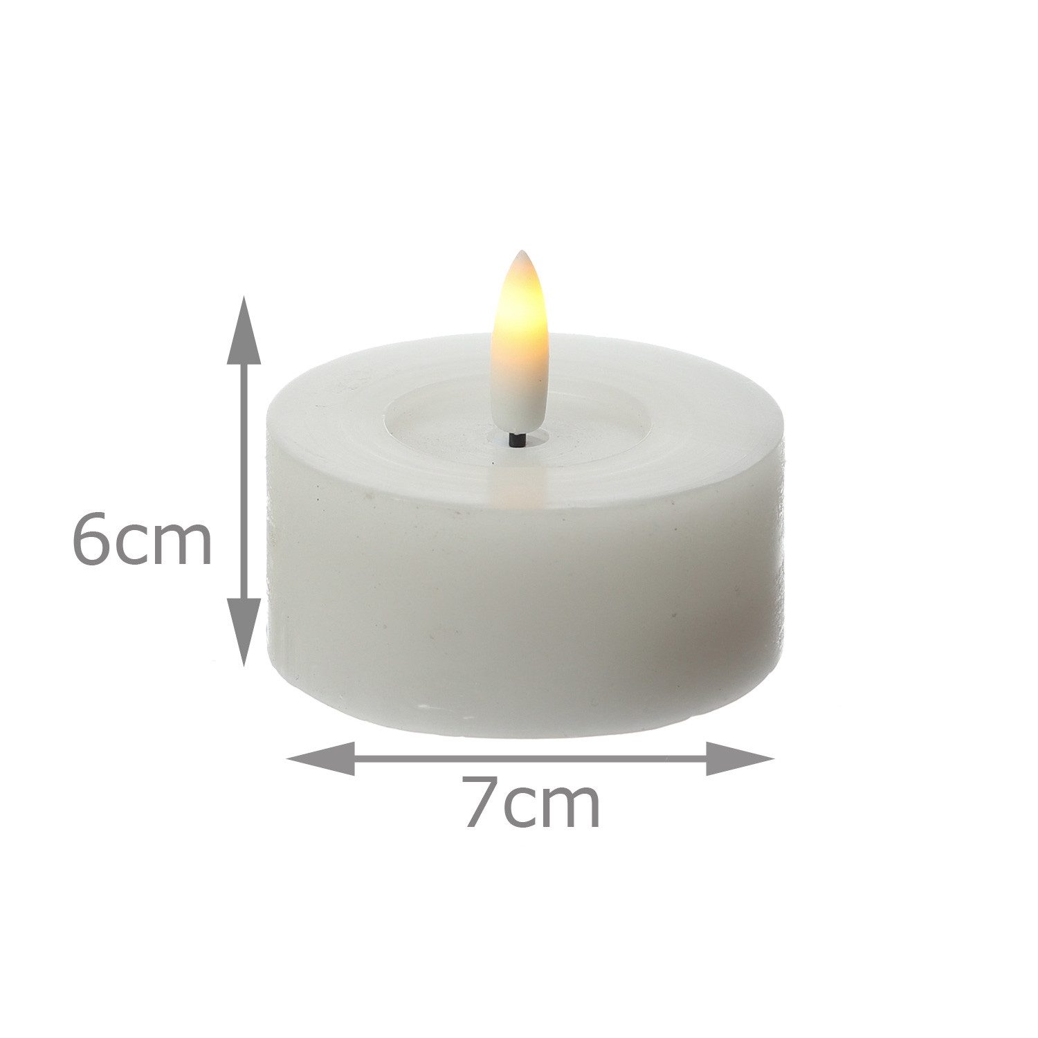 Adilina LED-Teelicht LED Maxi Teelichter Lina Rustik Optik Echtwachs D: 7cm weiß 2er Set, warmweiß (2100K bis 3000K) – Bild 5 von 5