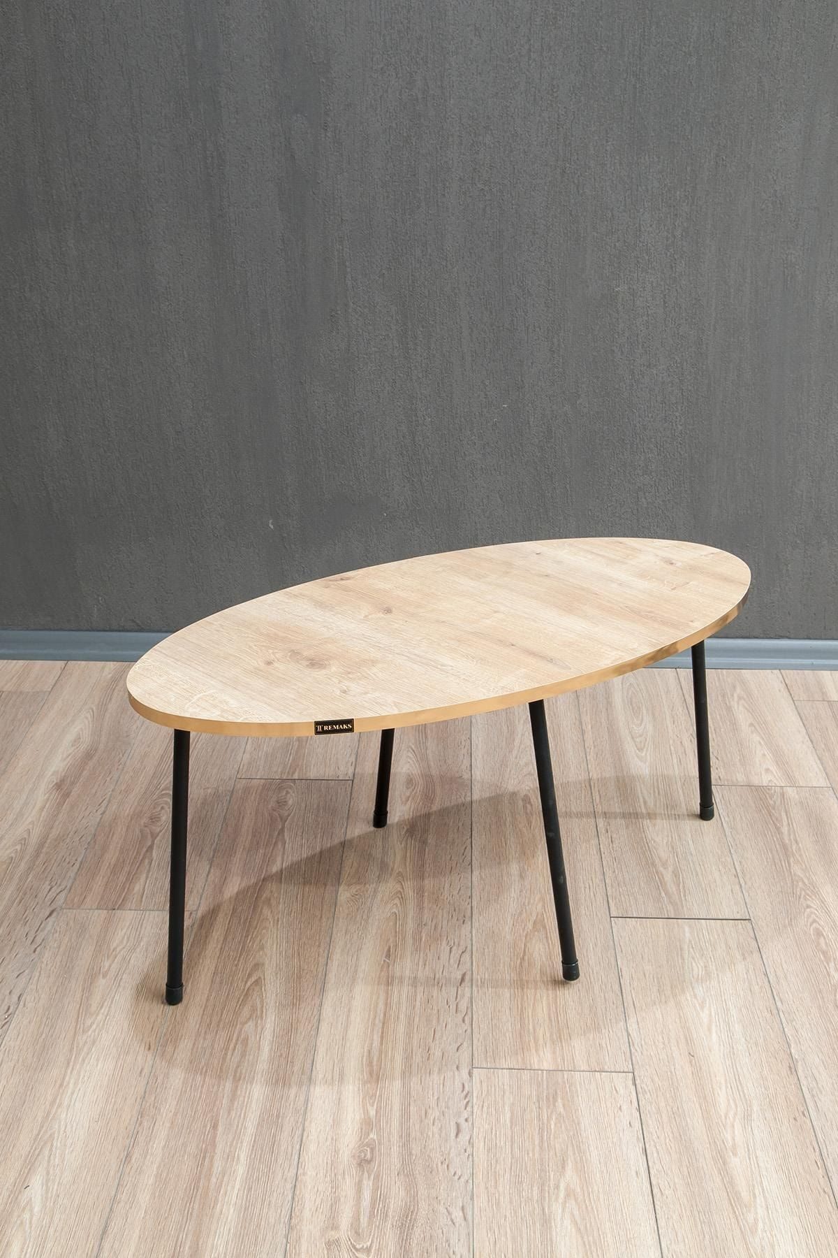 en.casa Couchtisch, Ovale Tischplatte, goldfarbene Details 91330513