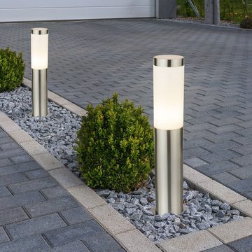 etc-shop Sockelleuchten, Leuchtmittel nicht inklusive, 3er Set Außen Steh Lampen Edelstahl Bewegungsmelder Steckdosen