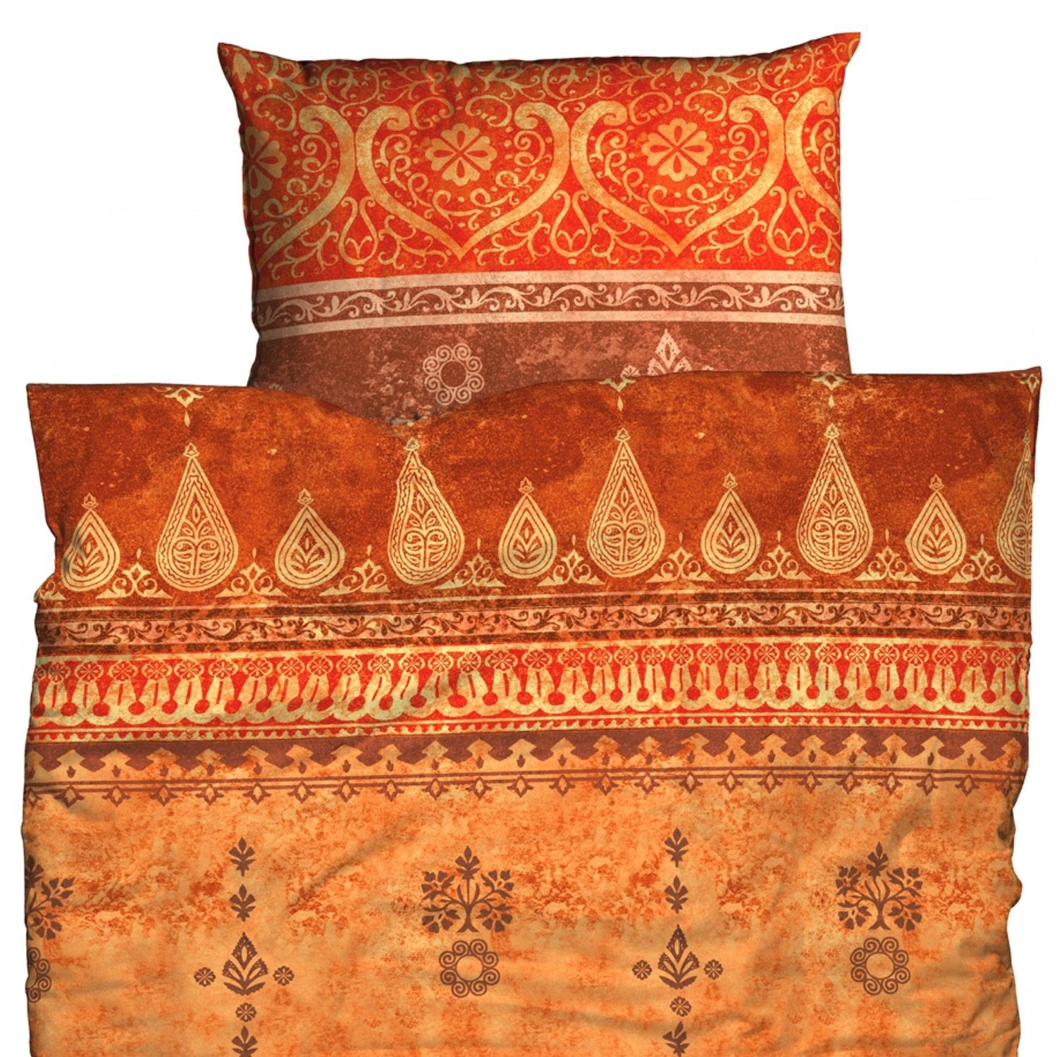 CASATEX Bettwäsche Indi Terra-Orange Satin, Satin, 2 teilig, Indisch, Orientalisch – Bild 3 von 5