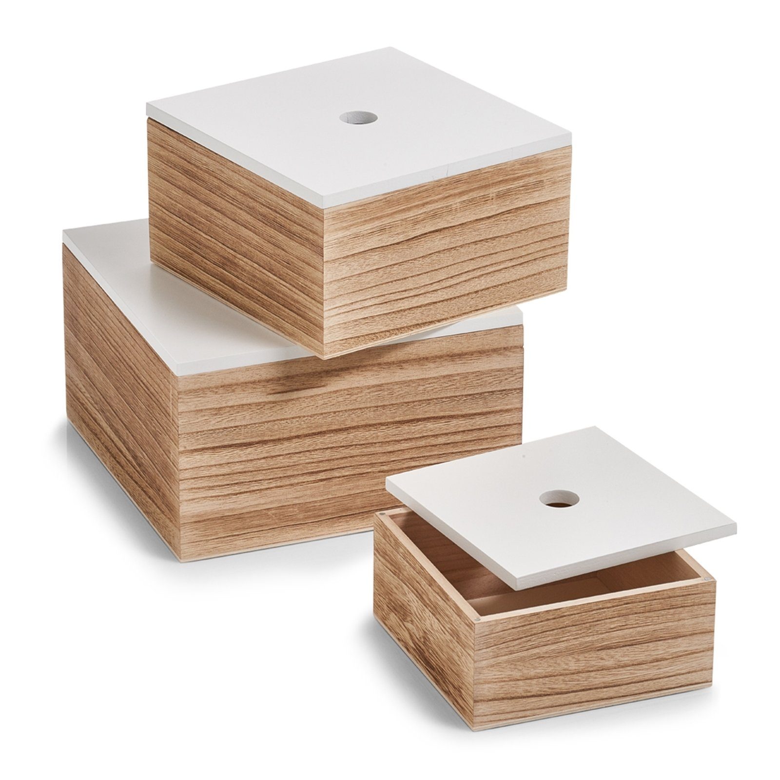HTI-Living Aufbewahrungsbox Aufbewahrungsboxen-Set Holz 3-teilig (3 St., 3 Boxen in verschiedenen Größen mit Deckel)
