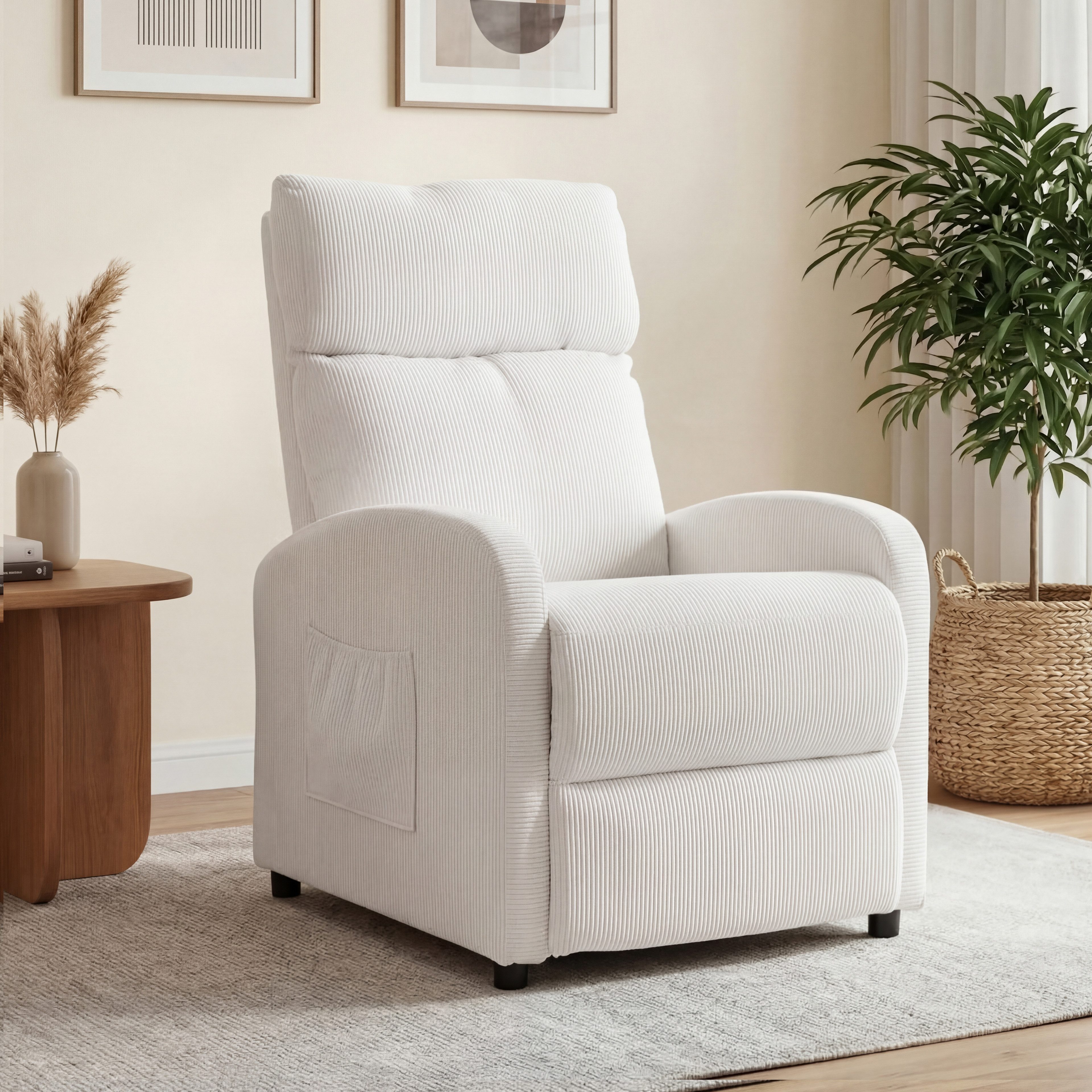 oyajia Relaxsessel Ergonomischer Liegesessel mit Relaxfunktion (verstellbare Rückenlehne & Seitentasche für mehr Funktion, Cordstoff), Fernsehsessel, bis 150 kg belastbar, 95°-145°