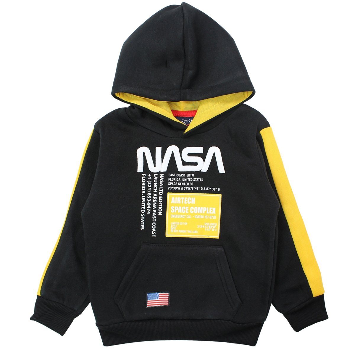 NASA Hoodie NASA Space Center Jungen Kapuzen Hoodie Pullover Gr. 104 bis 164 Schwarz