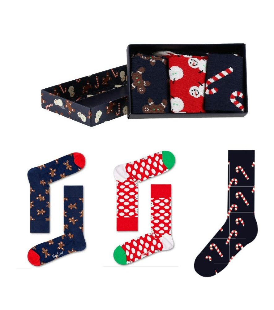 Happy Socks Socken Tagessocke Crew Gingerbread Geschenkbox - 3 Paar
