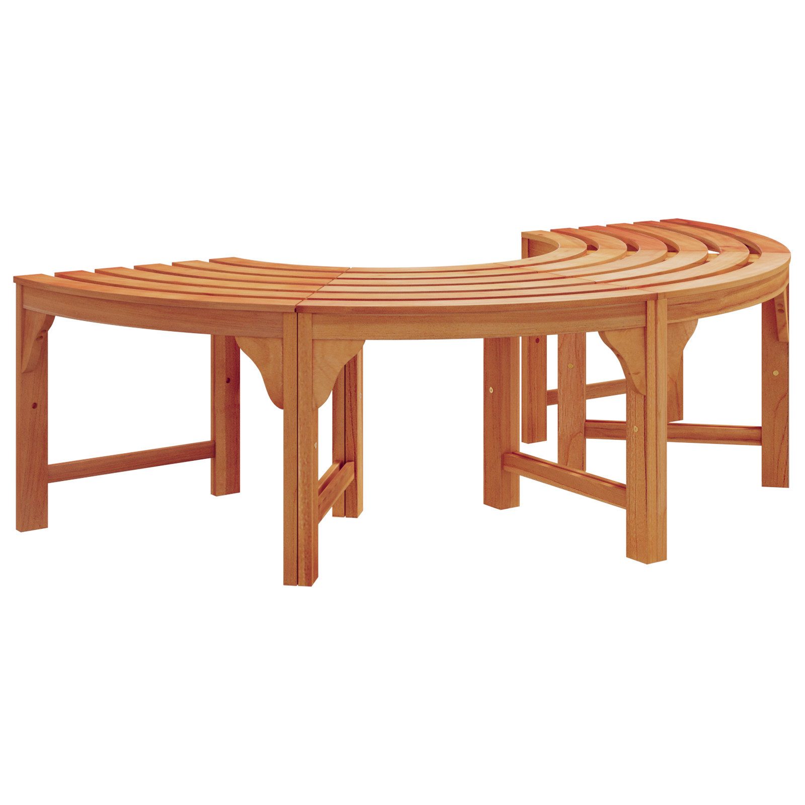 vidaXL Gartenbank 160 x 80 x 45cm Baumbank Halbrund 160 cm Massivholz Eukalyptus