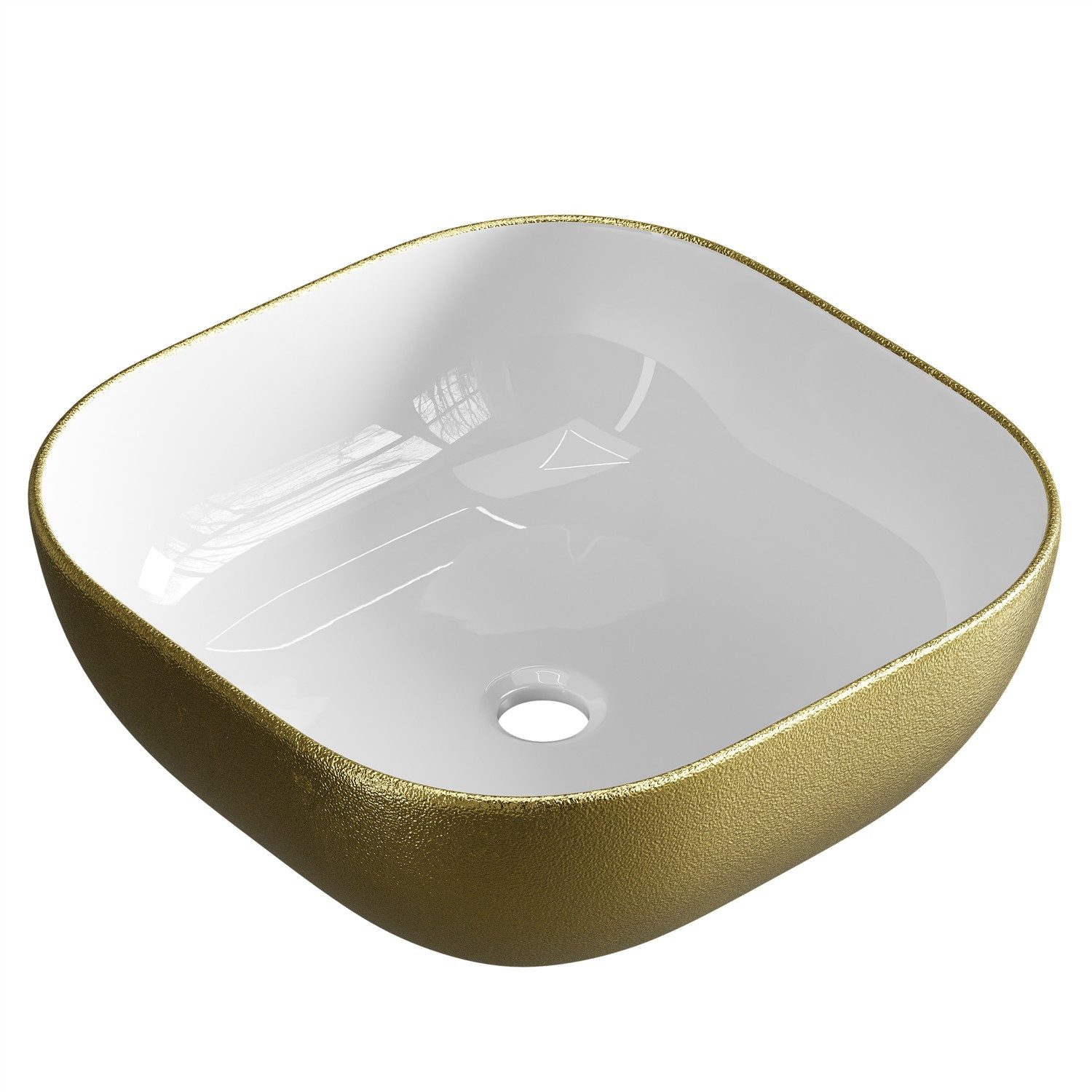 Planetmöbel Aufsatzwaschbecken Aquil Badezimmer Waschbecken klein 42 cm für Waschtisch (Keramik Aufsatzwaschbecken für Bad, Gäste WC, 1-St., Waschschale 42,5 x 42,5 x 14 cm ohne Hahnloch und Überlauf), für Waschtische oder Waschplätze
