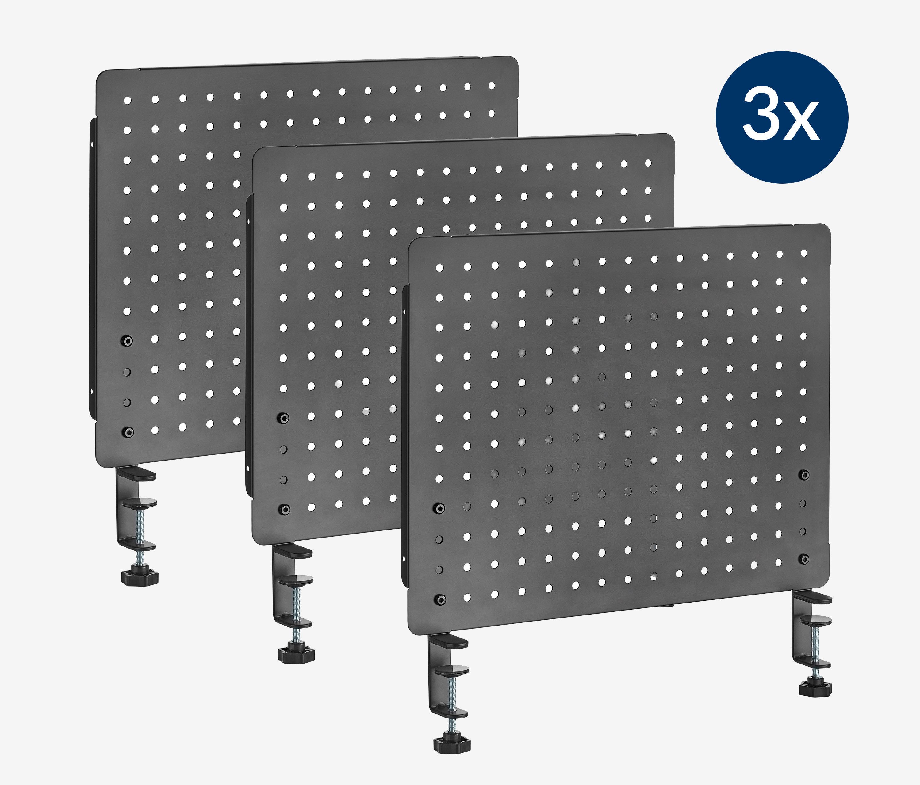 Ergolutions Wandtafel Organizer Board Schwarz 3 Stück, (3-tlg), 5 Jahre Garantie / viel Zubehör / Memoboard / Pinnwand / Wandtafel