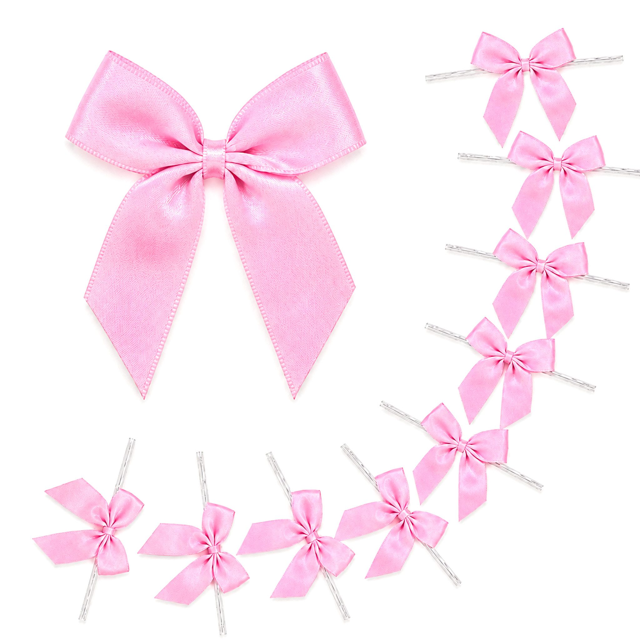 Creativery Streudeko, Satinschleifen 5cm mit entfernbarem Draht 10 Stück Rosa