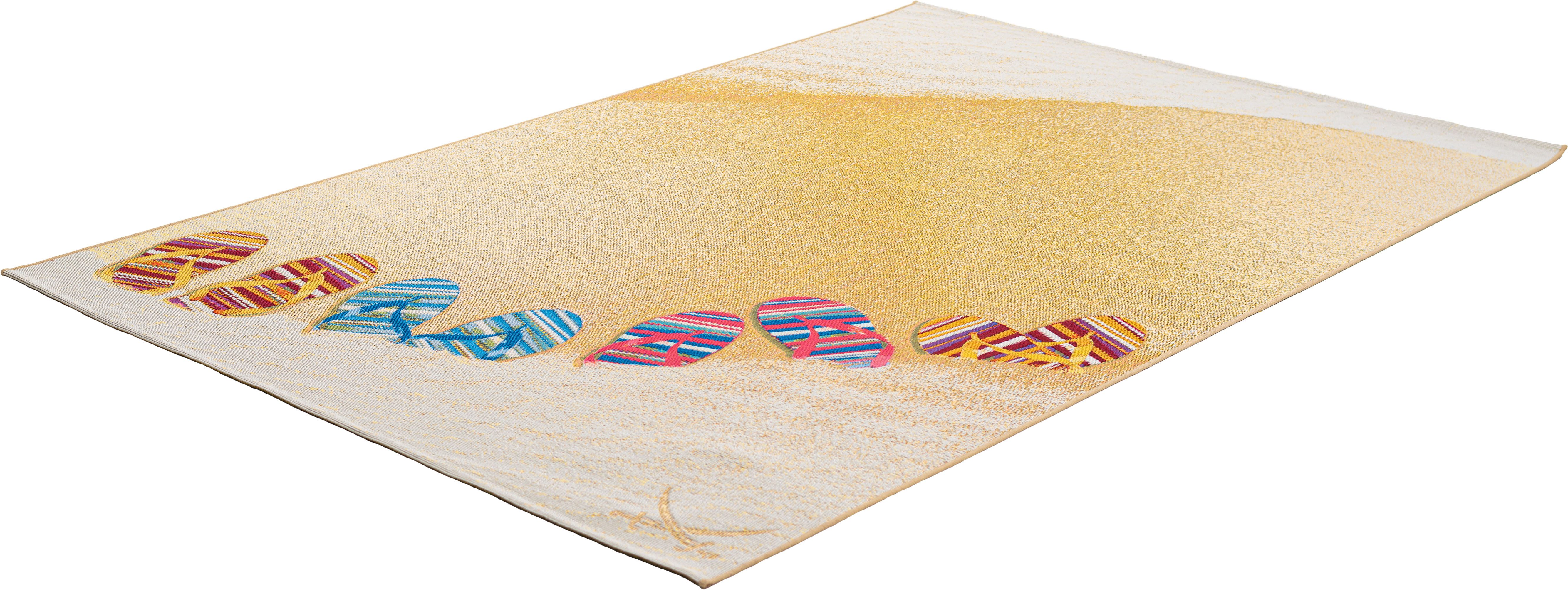 Sansibar Teppich Rantum Beach SA-017, rechteckig, Höhe: 5 mm, Flachgewebe, modernes Design, Motiv Badelatschen, Outdoor geeignet