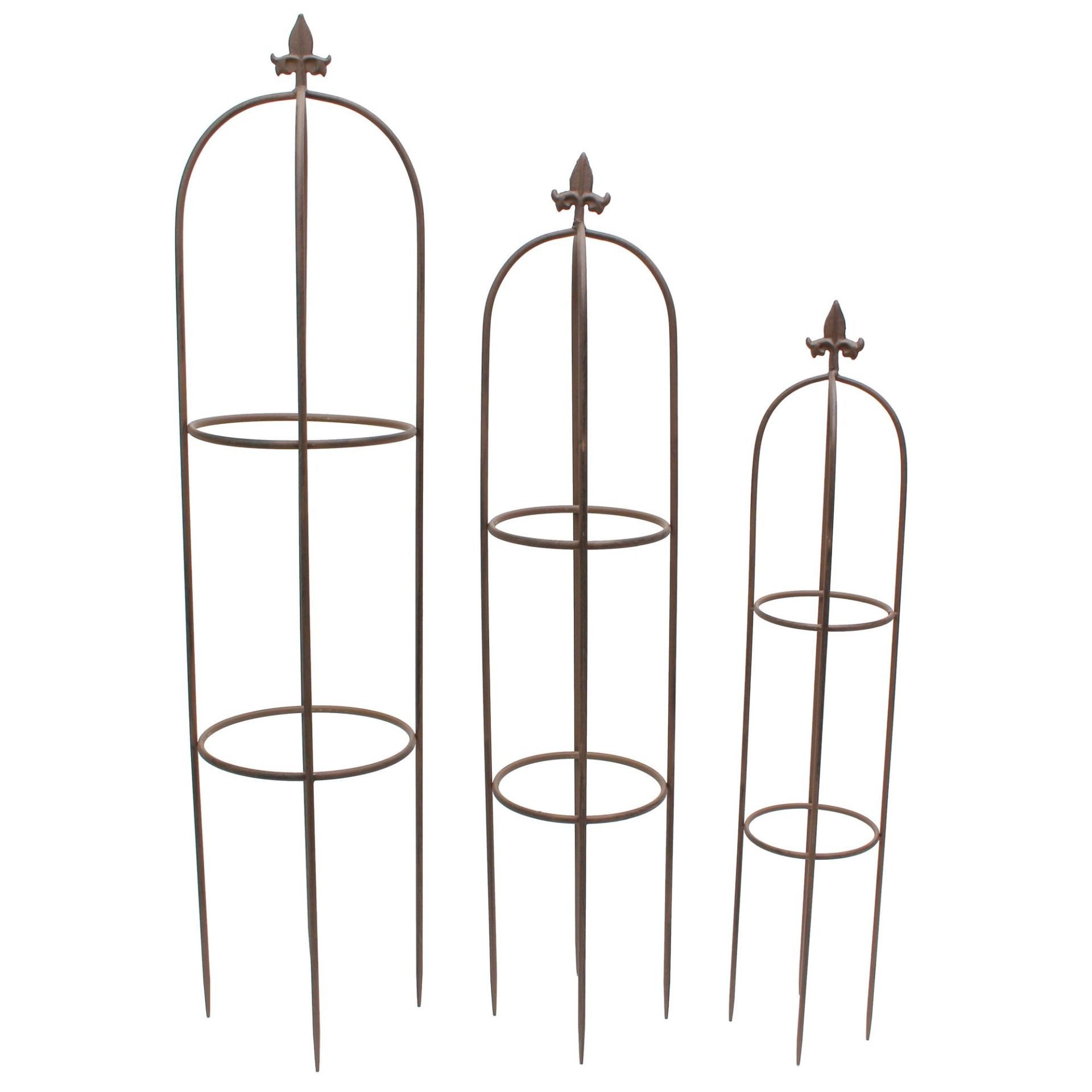Dekoleidenschaft Rankhilfe "Schwertlilie" aus Metall, schwarz, Ranksäule, Obelisk, Rankgitter, 3 St., im Set, Garten Rosenspalier für Kletterpflanzen