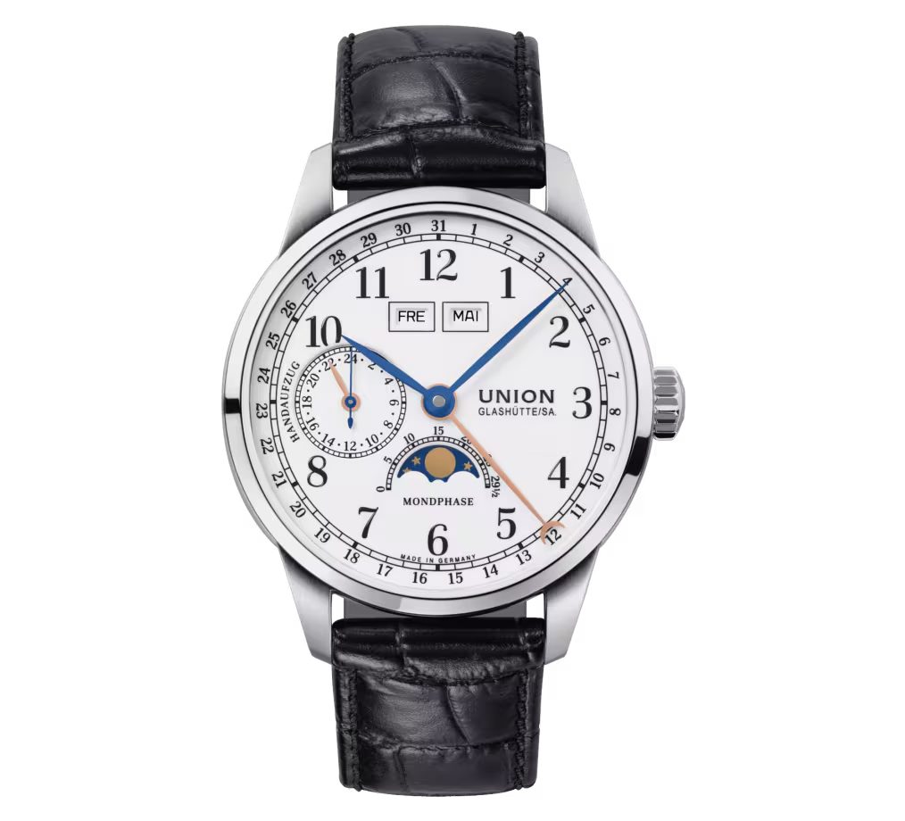 Mechanische Uhr Glashütte Herrenuhr 1893 Johannes Dürrstein Handaufzug, Mondphase