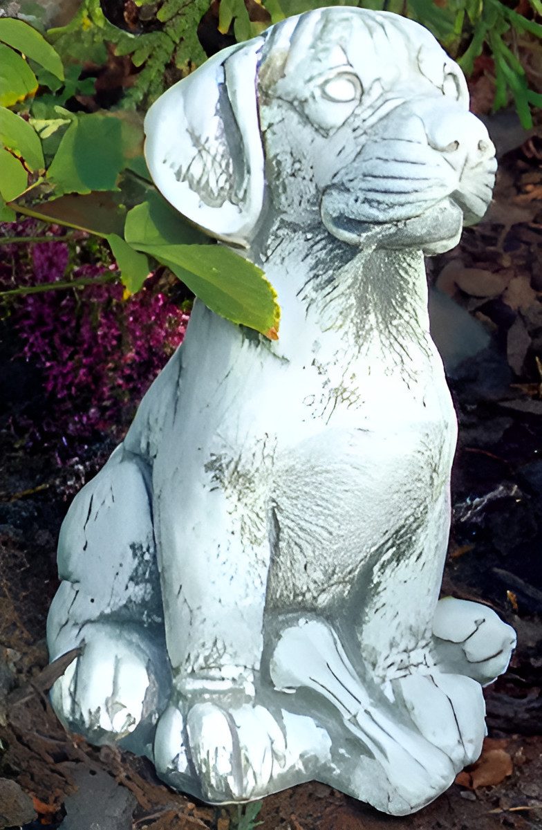 Tierfigur Garten Dekoration Hund Terrasse Stein Figuren Figur Deko Statue