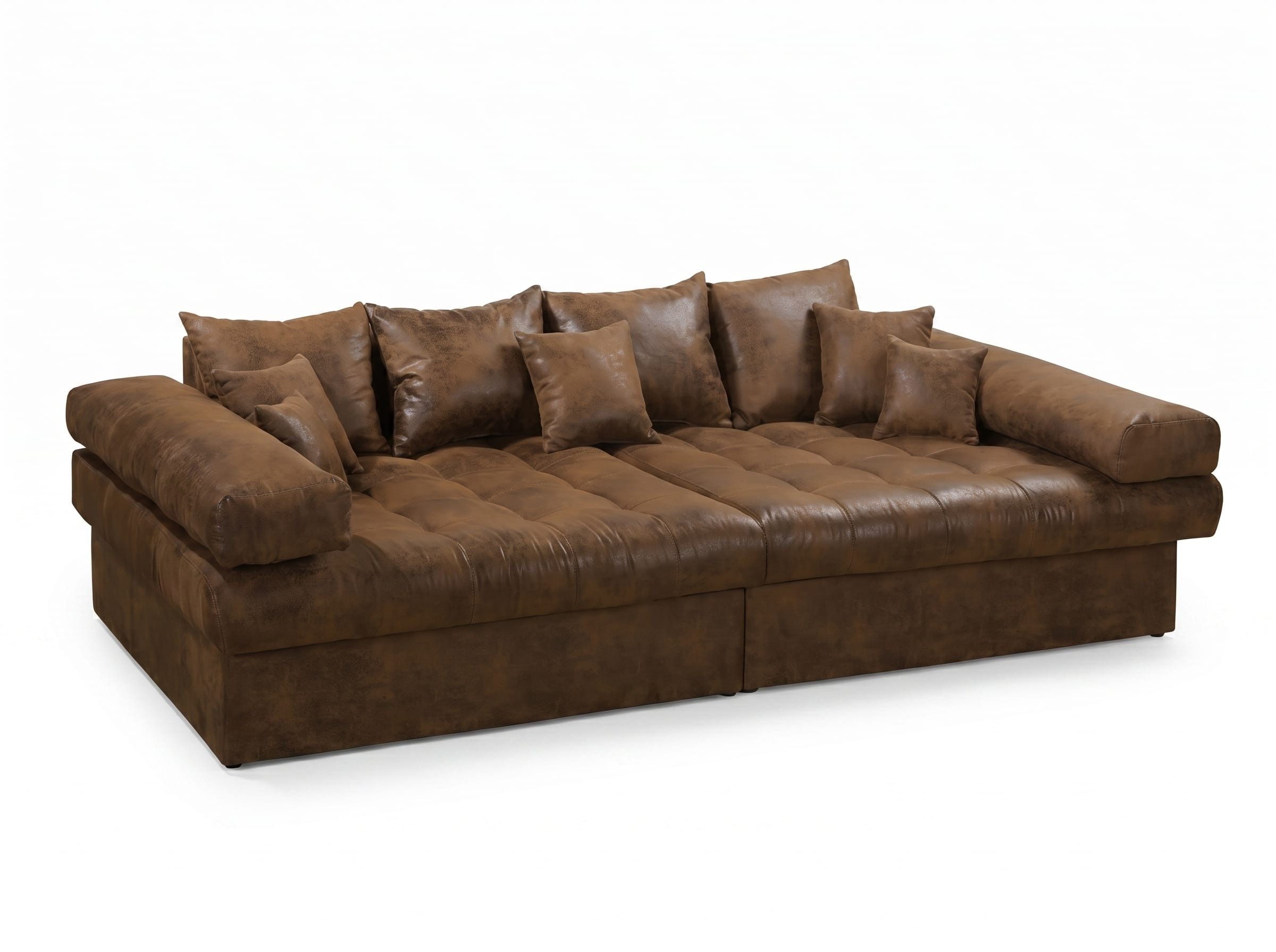 Xlmoebel Big-Sofa Luxuriöses braunes Kunstleder-Sofa für 5 Personen im Wohnzimmer, 1 Teile, Made in Europa