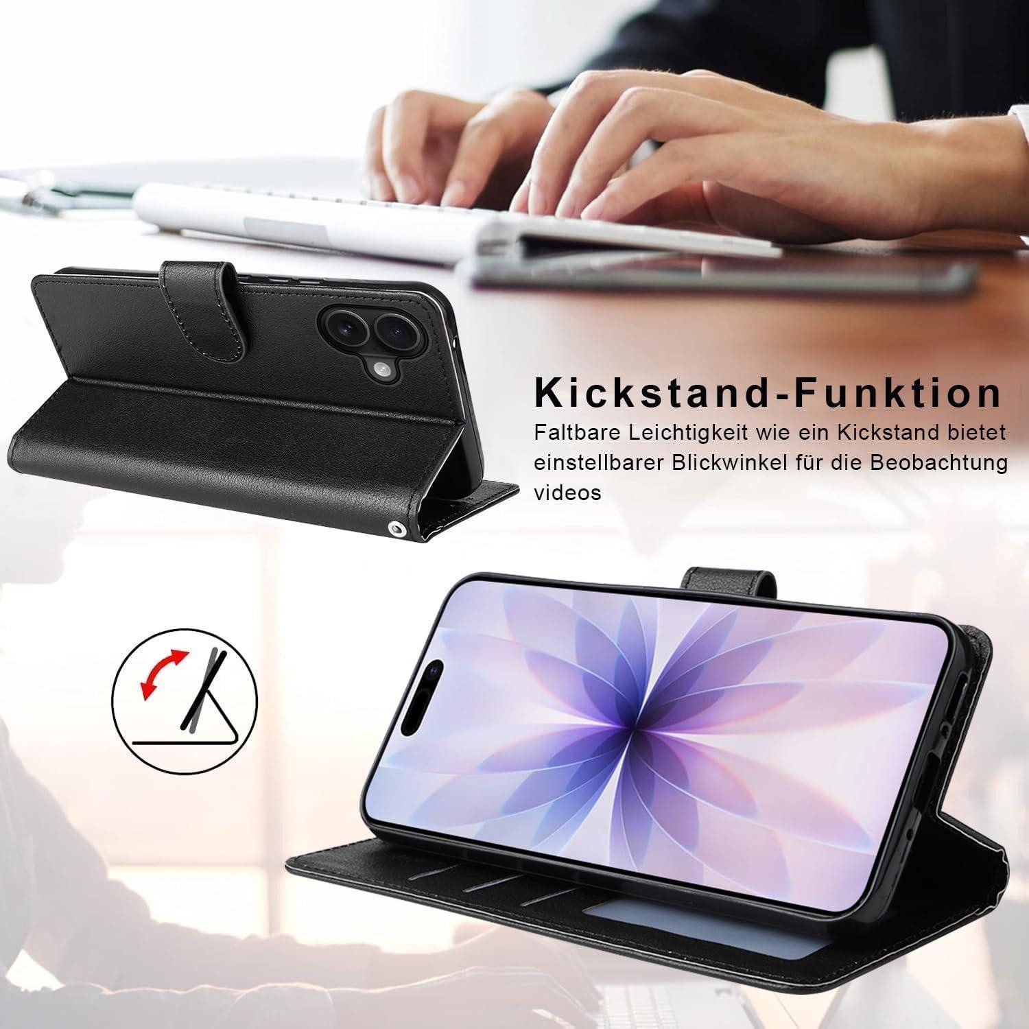 LuxusKollektion Flip Case Handyhülle iPhone 17 Klapphülle Kartenfach iPhone 17 Schwarz in – Bild 3 von 5