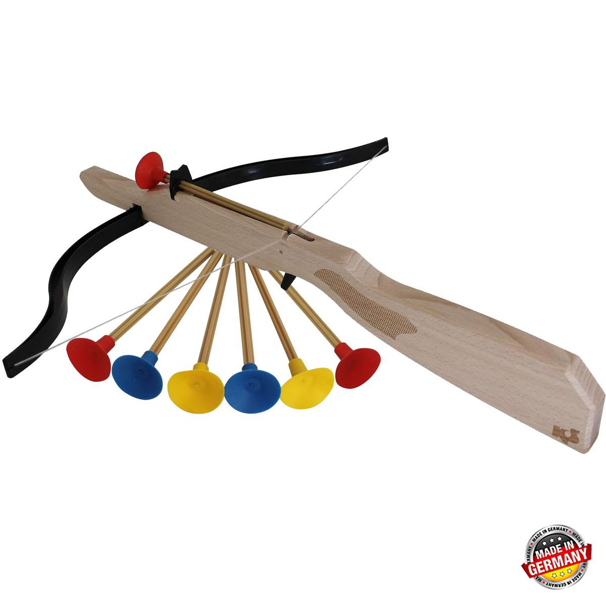 Spiel-Armbrust Armbrust aus Holz und 6 Sicherheitspfeile Spielzeug für Kinder