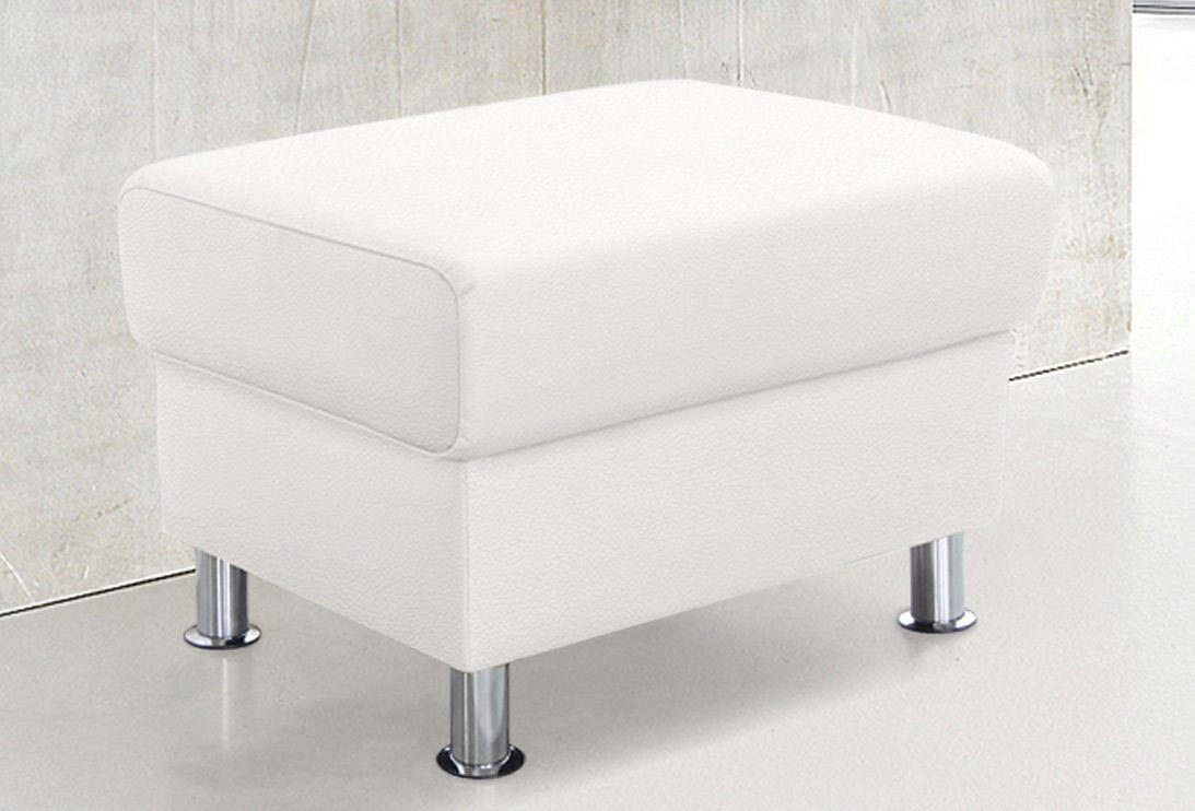 TRENDMANUFAKTUR Hocker Rondo, Polsterhocker zur Serie, Breite 67 cm, Füße chromfarben, Fußhocker wahlweise mit Federkern, in verschiedenen Bezügen bestellbar