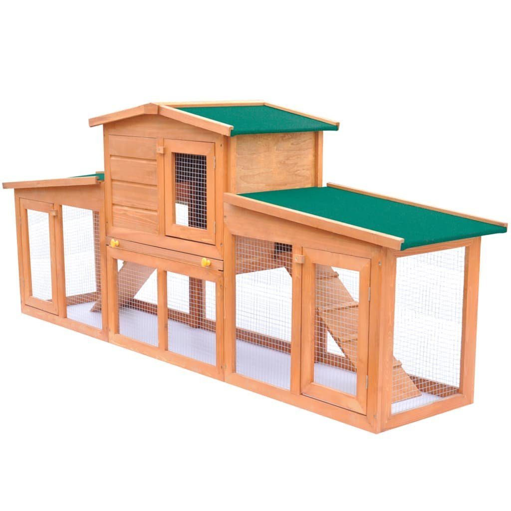 Thumbnail - furnicato Kleintierstall Großer Kaninchenstall Kleintierhaus Hasenstall mit Dächern Holz