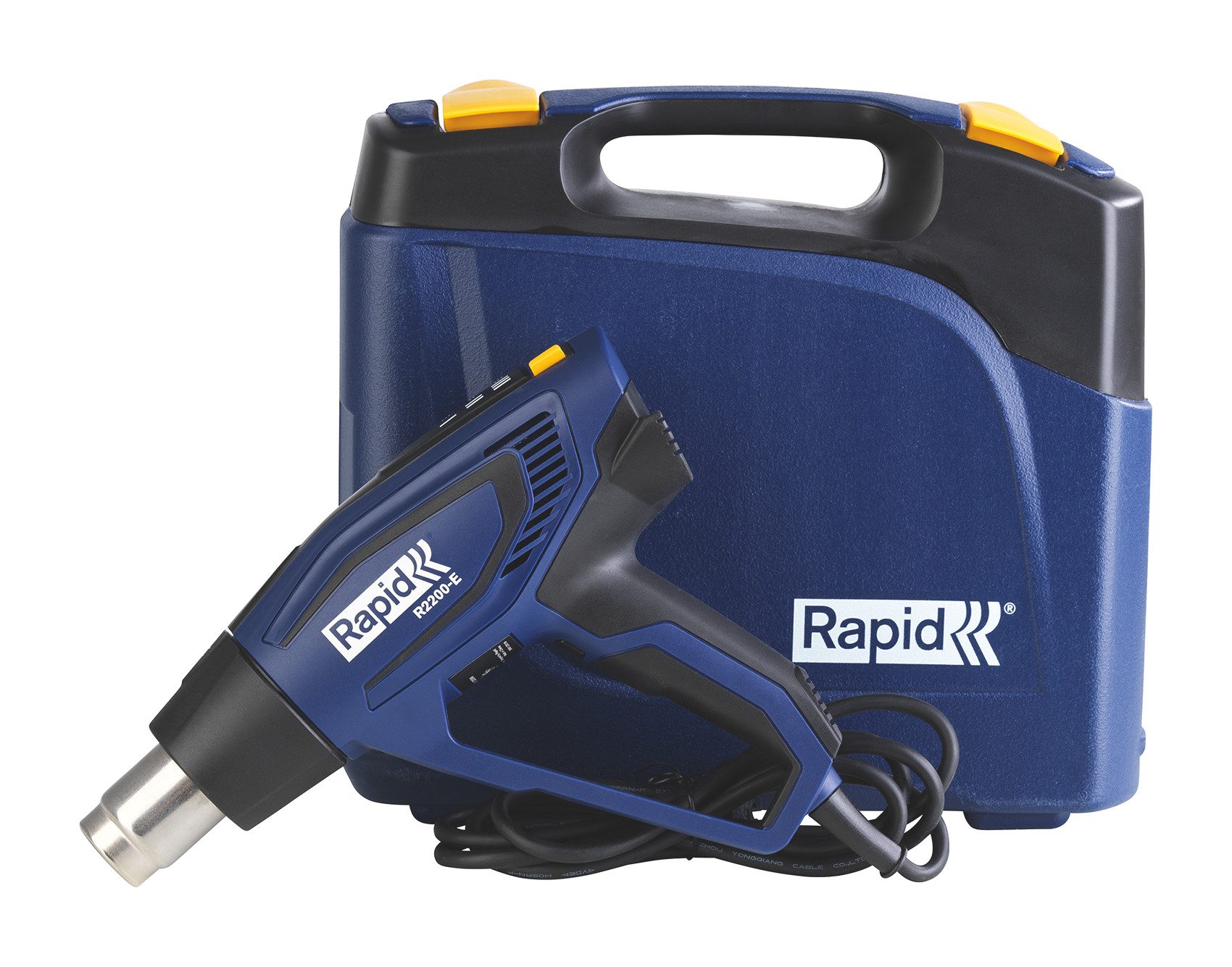 Rapid Heißluftgebläse R2200-E Heißluftpistole 2200W Heißluftfön 60-650°C im Koffer Keramik, bis max. 650 °C, Keramik-Heizelement