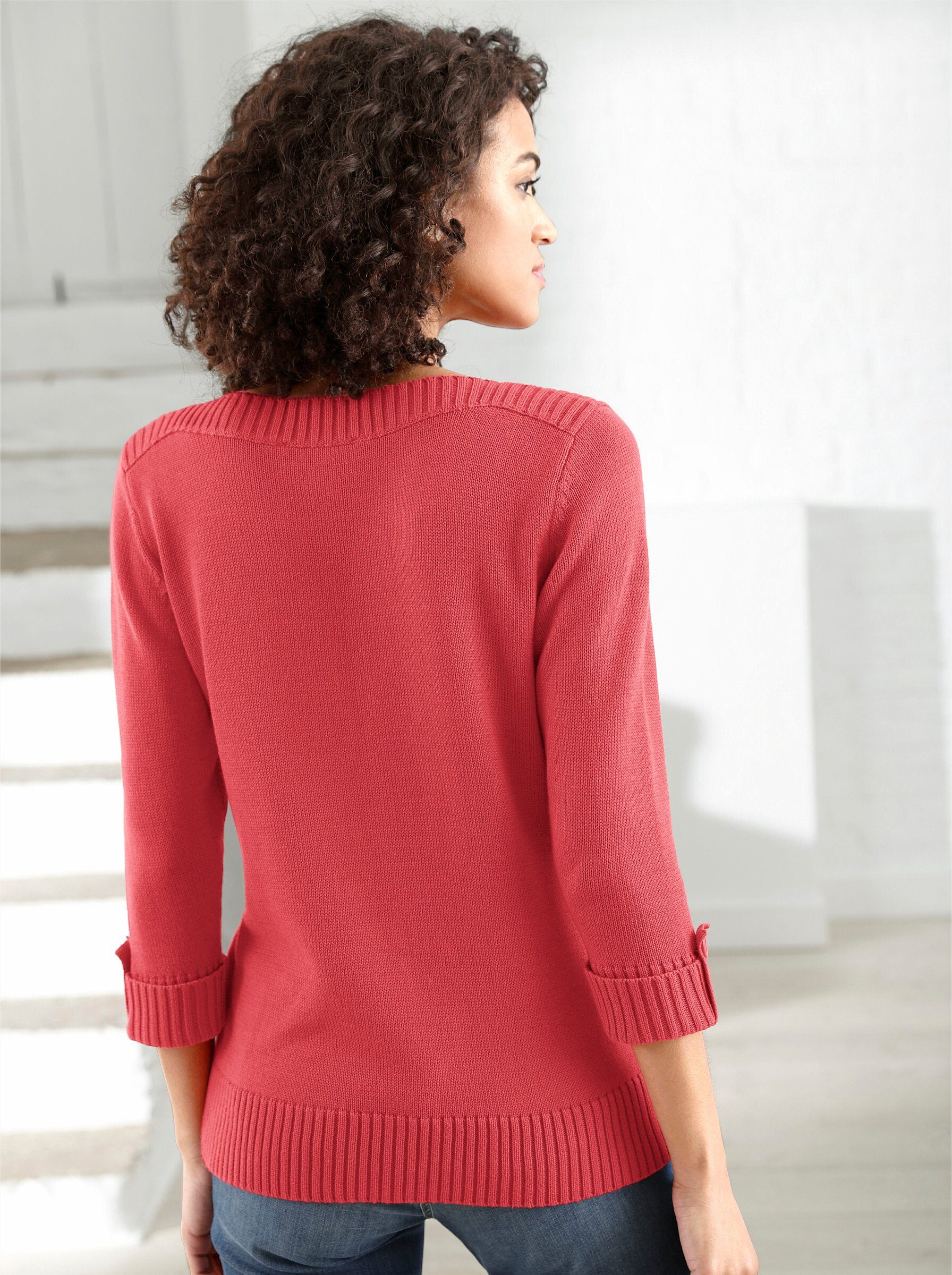 Strickpullover Pullover 3/4-Arm Materialmix