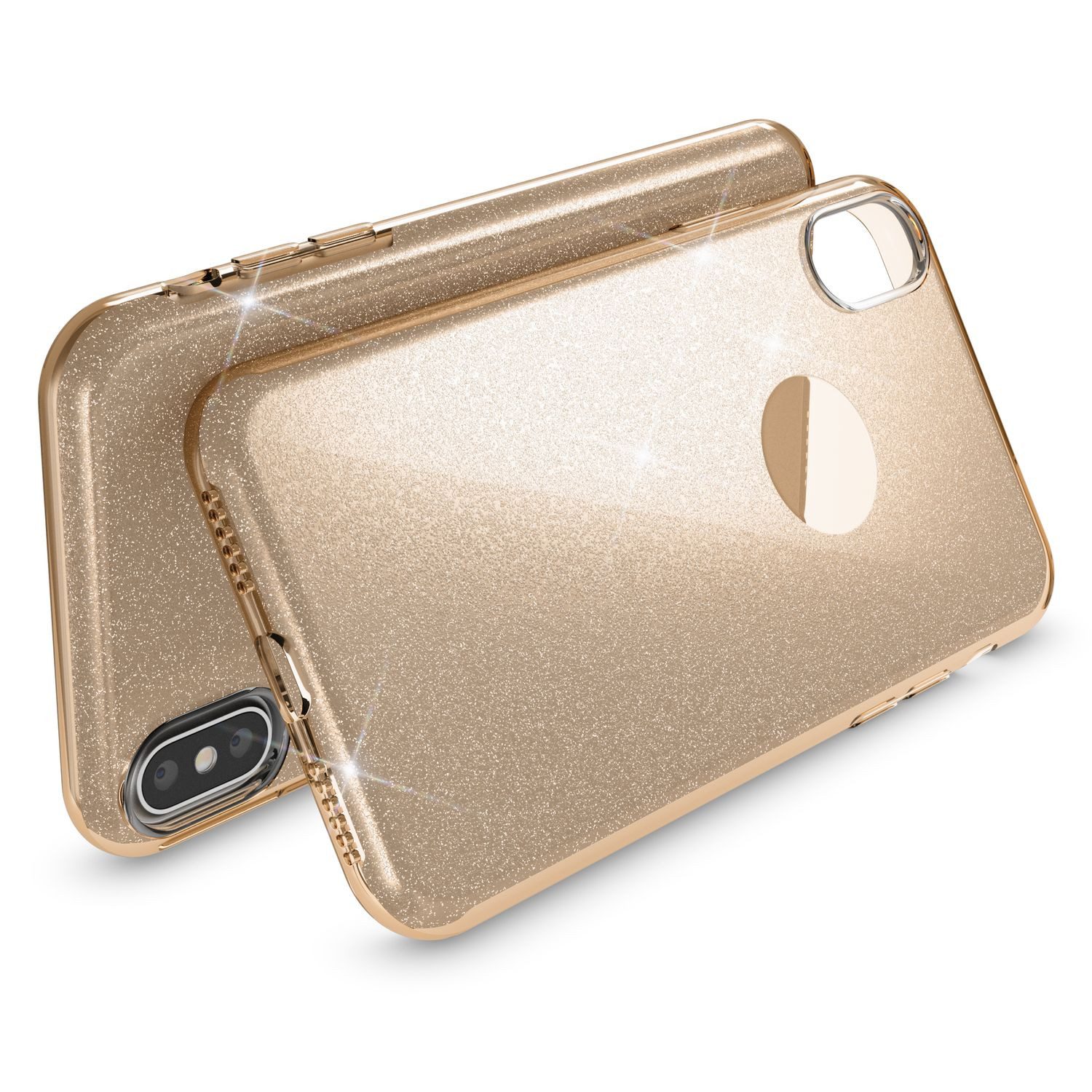 Nalia Smartphone-Hülle Apple iPhone X Apple iPhone XS 14,7 cm (5,8 Zoll), Glitzer Silikon Hülle / Verstärkte Innenseite / Glänzende Schutzhülle